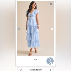 Altar'd State Sky Blue Layered Maxi Skirt